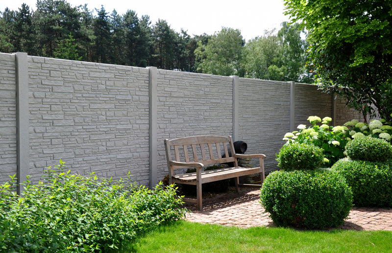 Betonzaun RUSTIQUE Anthrazit – Einseitig – 200 cm (Abgerundet)
