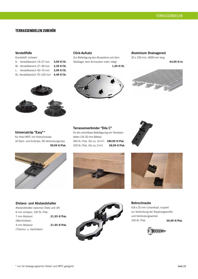 Verstellfüße - S: Verstellbereich 19–27 mm, M: Verstellbereich 27–40 mm